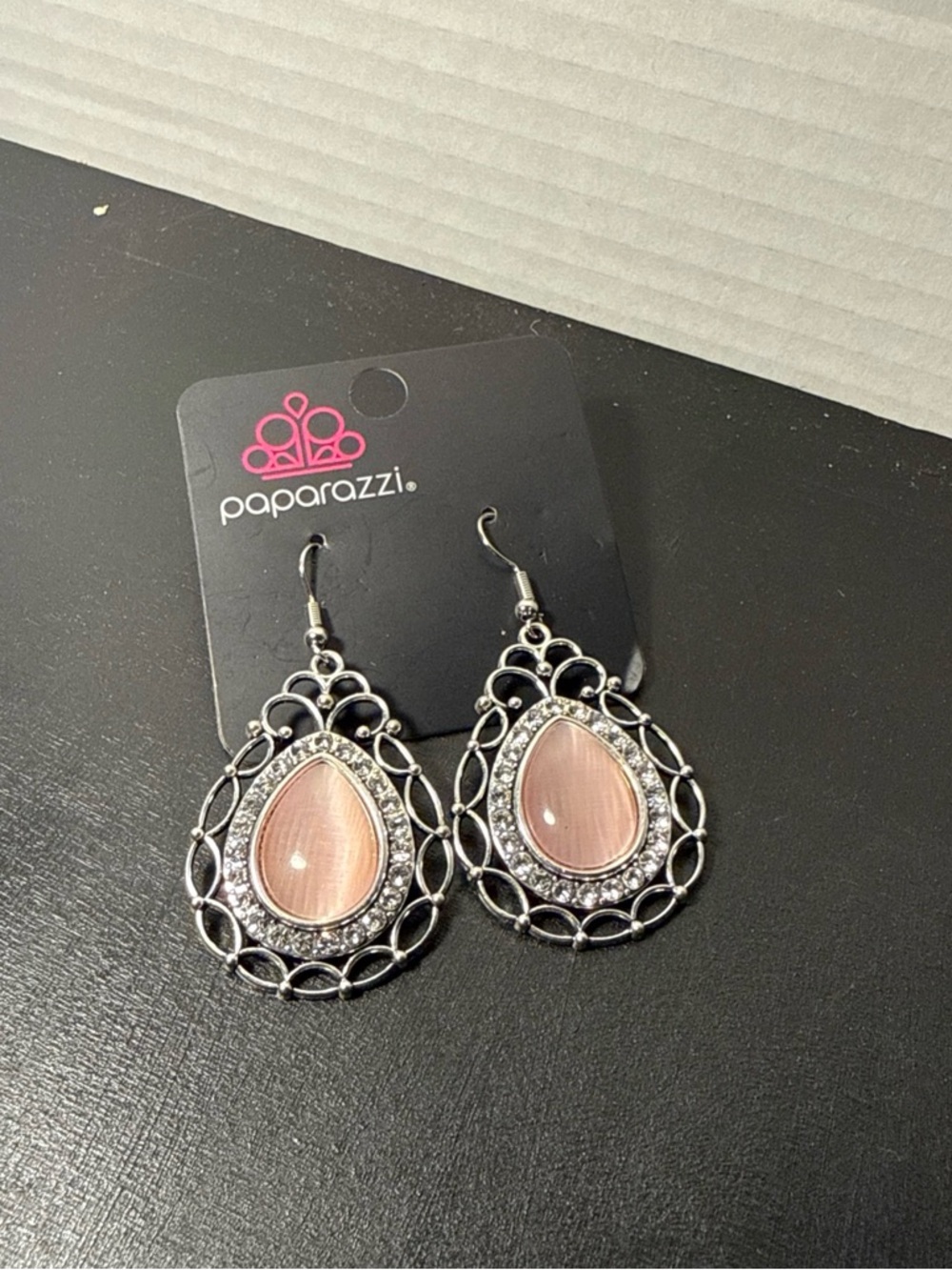 Paparazzi Blush Teardrop Filigree Dangle Earrings